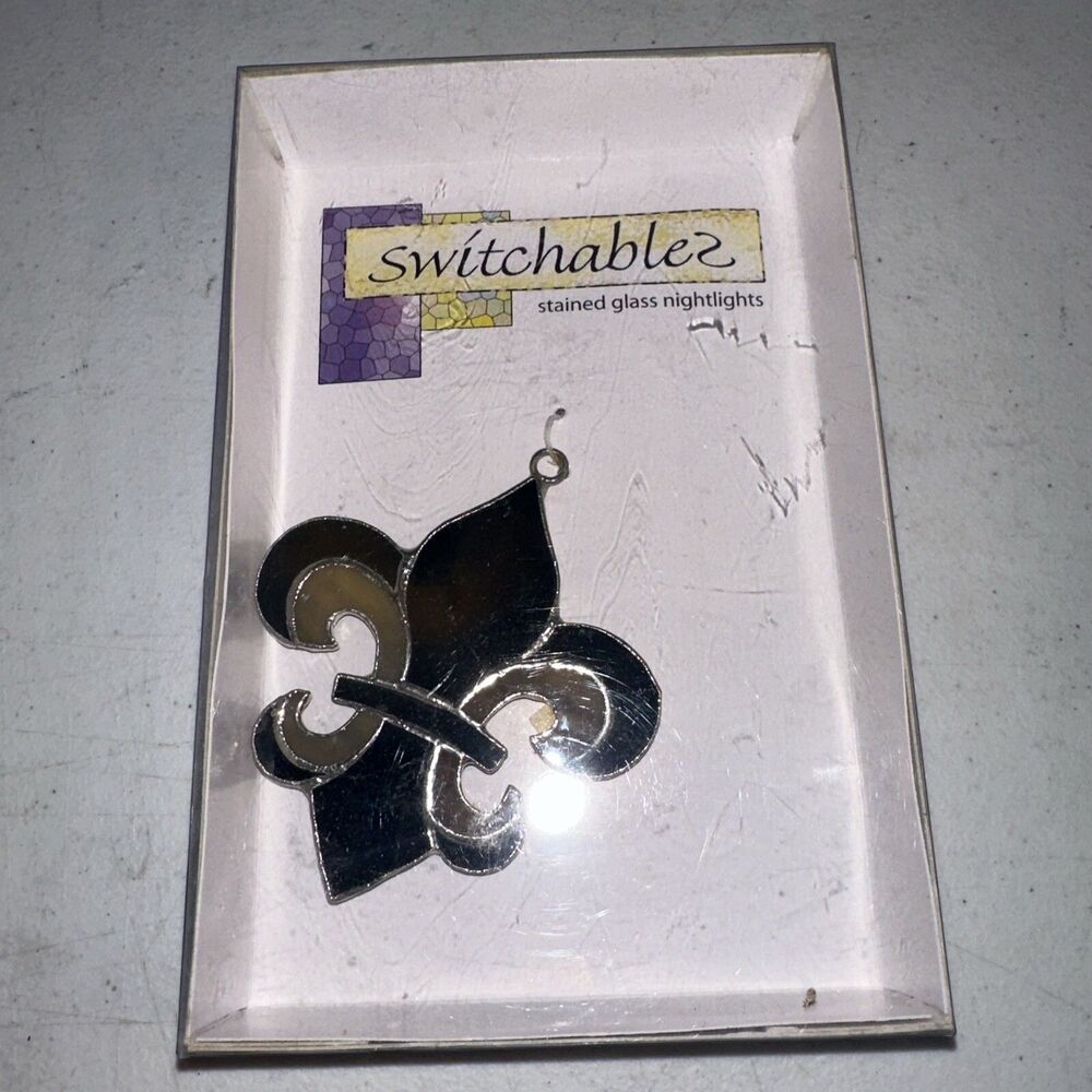 Switchables Stained Glass Night Light Cover Fleur De Lis New Orleans Saints NIB